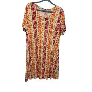 The Pioneer Woman 1X Floral & Striped Short Sleeve Dress For Women‎
